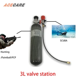 AC103301 cylindre Pcp fusil à Air 3L 4500Psi réservoir de plongée lance lance chasse sous marine pistolet en Fiber de carbone Valve réservoir de plongée Acecare 