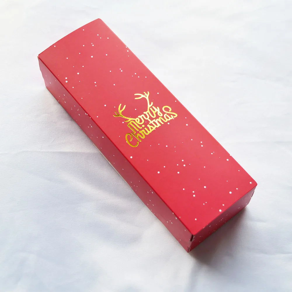 MissYe магазин 10 шт./лот Свадебные украшения Счастливого Рождества navidad подарок складная упаковочная бумажная коробка ручной мешок для Маффин печенья - Цвет: gold stamp red box