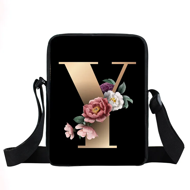 26 Initial Letter Flower Shoulder Bags A-Z Alphabet Women Handbags Bridesmaid Crossbody Bags Bridal Party Messenger Bag 