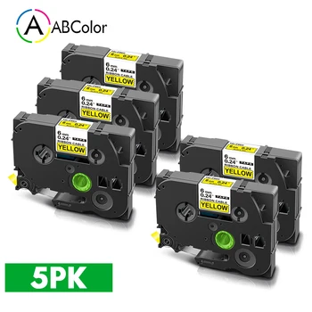

5PK 6mm TZe-FX611 TZe FX611 Tape For Brother TZe Flexible ID Tape Black on Yellow Cable Labeling For Brother P touch Label Maker