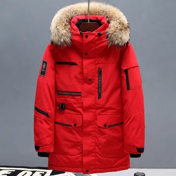 

Fur Collar Long Down Jacket Men/Women 90% White Duck Down Jackets Winter Male Windproof Alaska's Winter Jackets for Lovers