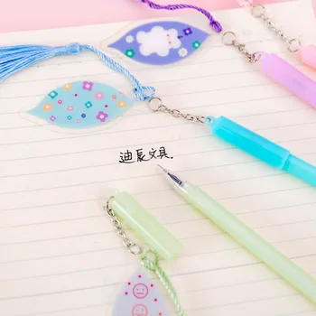 

40pcs/pack Creative Utiles Escolares Kawaii Love Candy Bear Pendant Tassel Gel Pen Stationery School Supplies