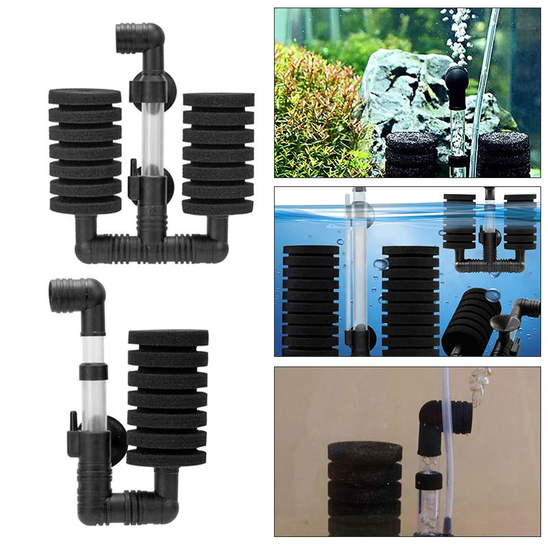 

2019 New Plastic Fish Tank Ultra Quiet Small Pneumatic Filter Accessories Aquarium Biochemical Sponge Angle Filter Pet Supplies