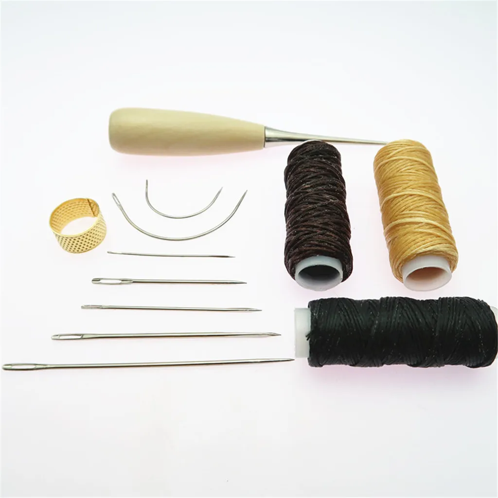 12 Pieces/Set Leather Waxed Thread Sewing Thread Needles Stitching Tools Kit