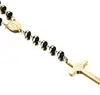 30" 8MM Stainless Steel Rosary Beads Necklace Black and Gold Color with Holy Jesus Christ Crucifix Cross Pendant 3