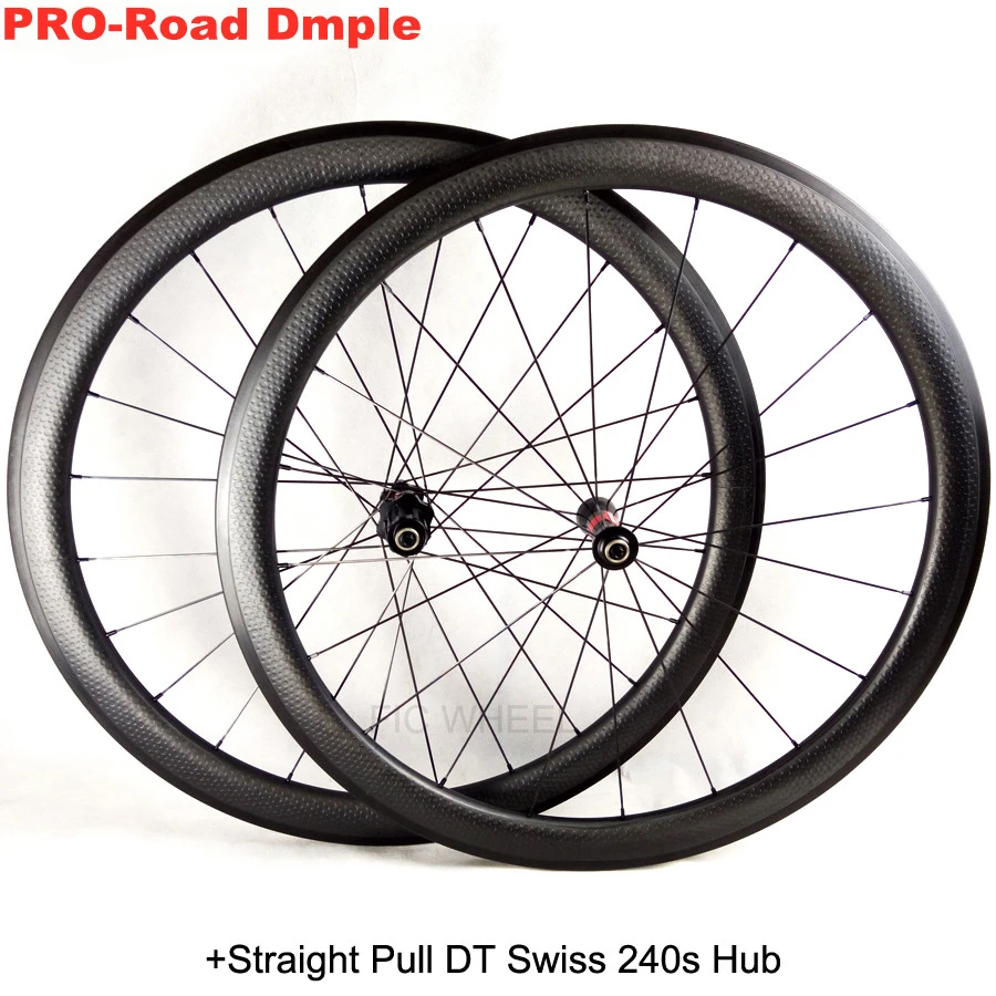 FIC 700c dimple surface carbon wheel tubular clincher road bike wheel 45mm 58mm 80mm rim with DT