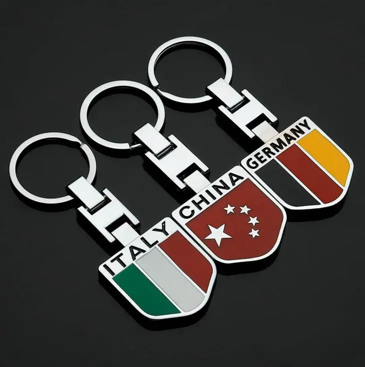 Индивидуальный двойной китайский немецкий итальянский флаг металлическая сумка для ключей автомобиль кулон ювелирные изделия креативный маленький подарок