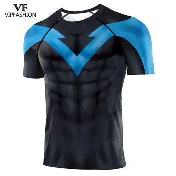 

VIP FASHION 2020 3D Printed T-shirts Men Compression Tight T-shirts For Male Nightwing Clothing Avengers Raglan Sleeves