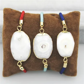 

5pcs/lot New design colorful stone connector bracelet,plated nature stone component,popular bracelet cheap wholesale