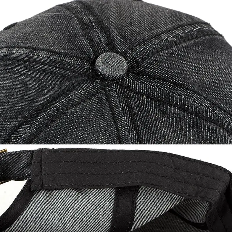 Outdoor Women Men Baseball Cap Washed Denim Peaked Hat Headwear Sports Wear With Adjustable Back Closure