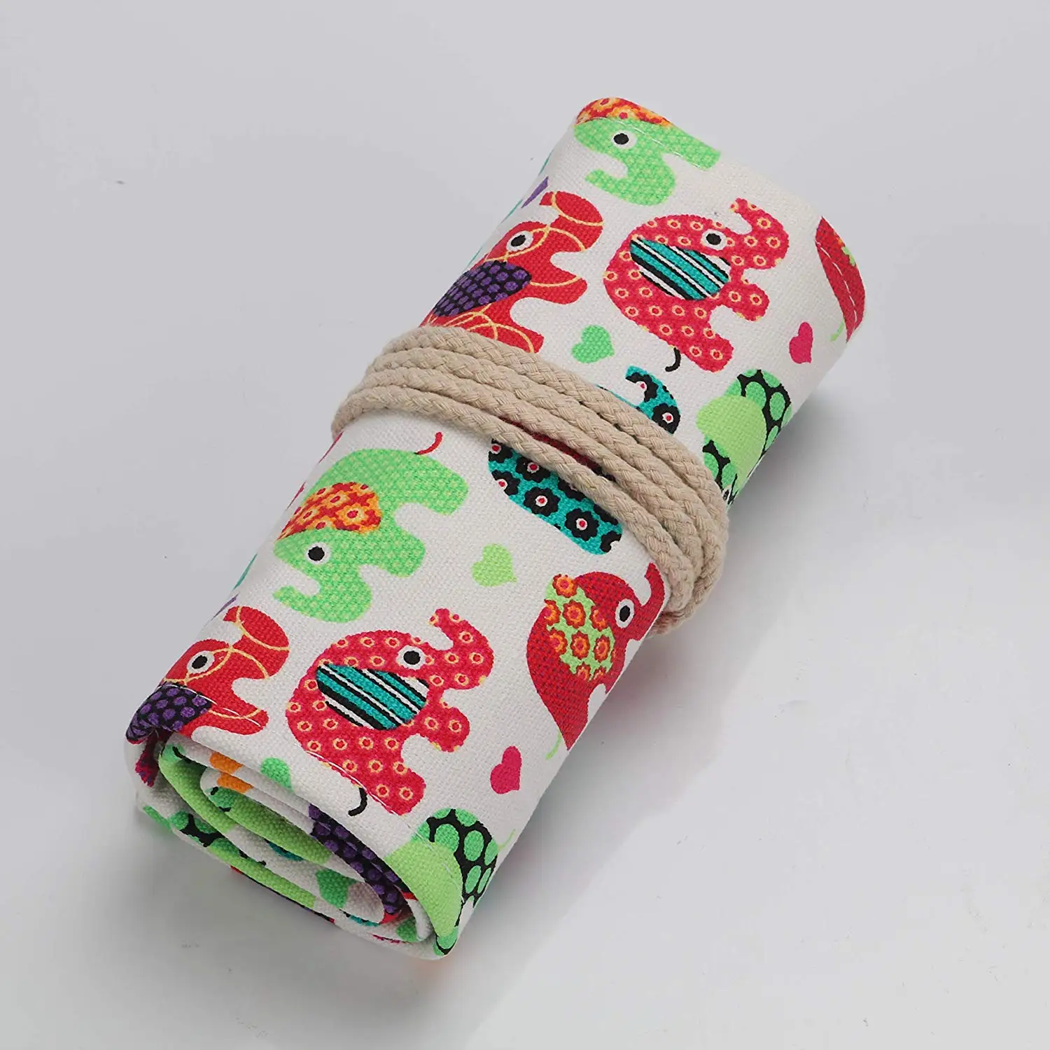 36 Slots Elephant Ручная работа, холст, мультяшный милый стиль, цветной карандаш, рулон, держатель для ручки, чехол, многоцелевой, кот, слон, олень, сова, 12-72 слота - Цвет: 36 Slots Elephant