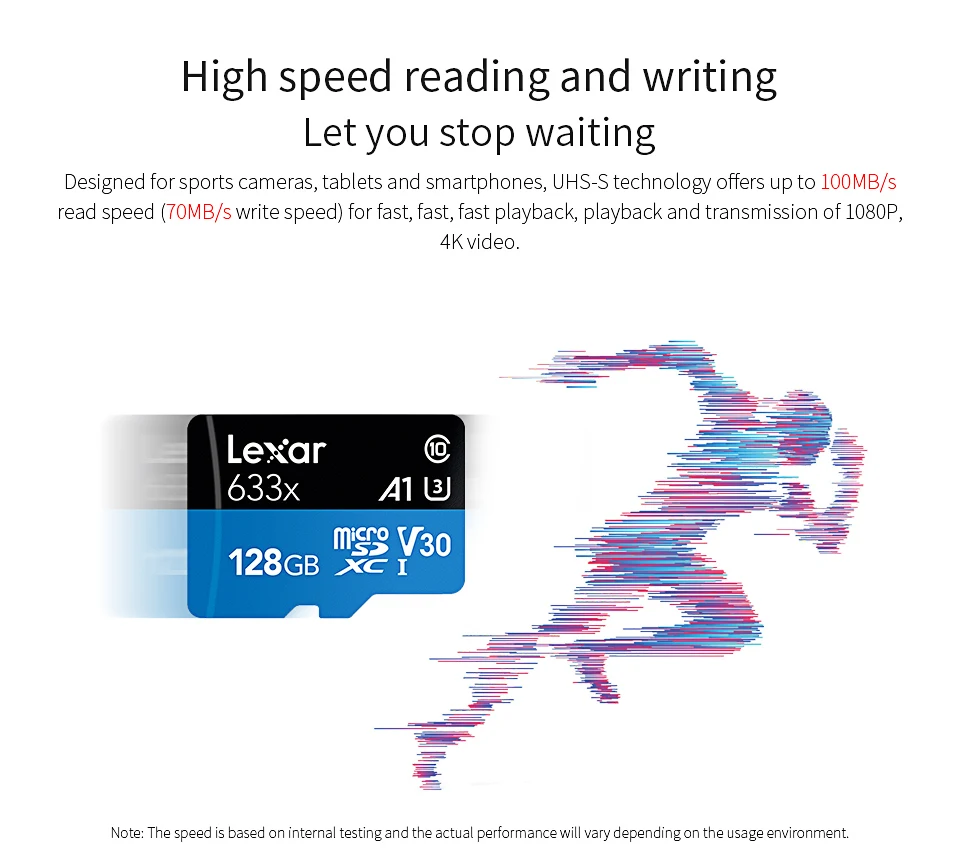 Lexar карта памяти Micro sd класса 10 32 GB/64 GB до 95 МБ/с. Micro sd карты 128 ГБ 256 ГБ флэш-карта TF мини-карты с читателя