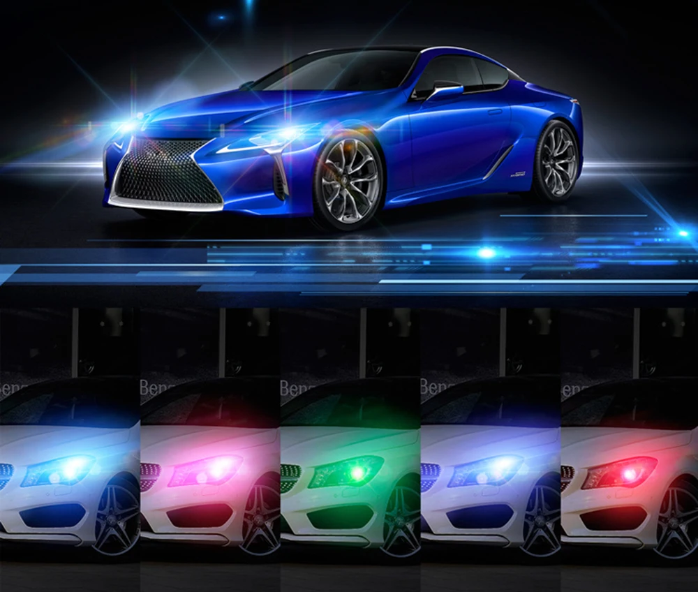 Цветная (RGB) T10 W5W Led с разноцветным режим автомобильный светильник лампы для peugeot 206