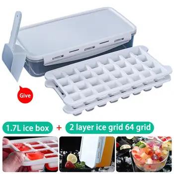 

64 Grids Silicone Ice Cube Trays with Lids (2 Pack) Easy Release Stackable Ice Trays Mini Candy Cake Chocolate Sugar Mold DIY