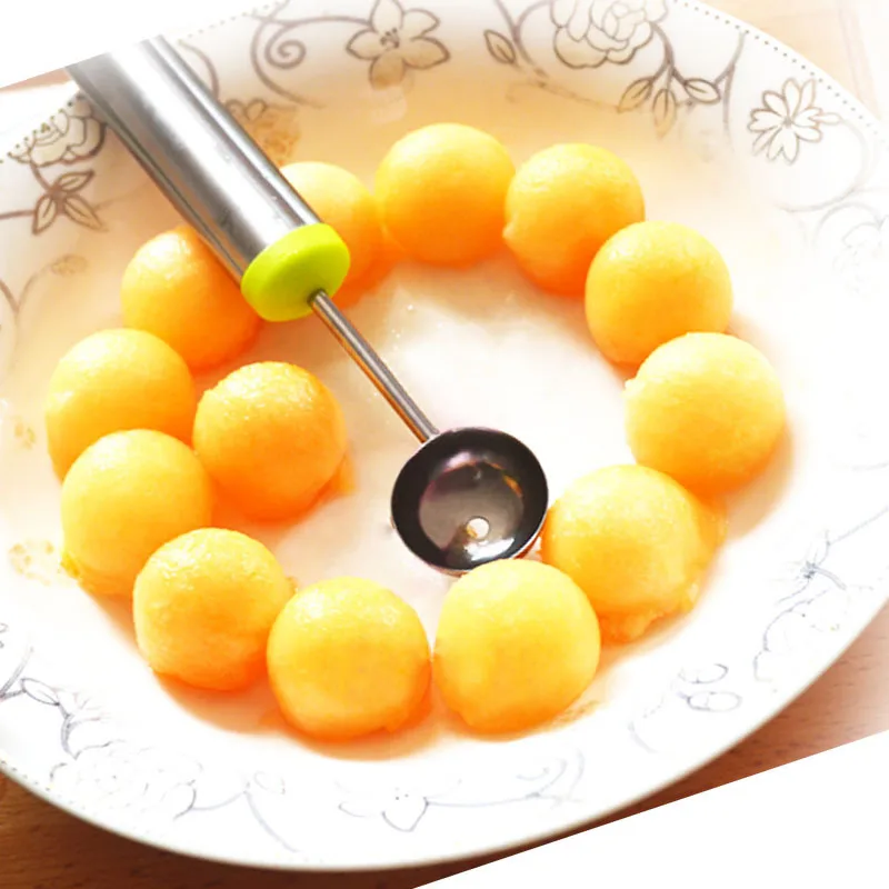Metal Carved Knives Watermelon Cantaloupe Spoon Cocina Multifunctional Fruit Modelling Tools Cuisine Ball 3pcs Kitchen Gadget