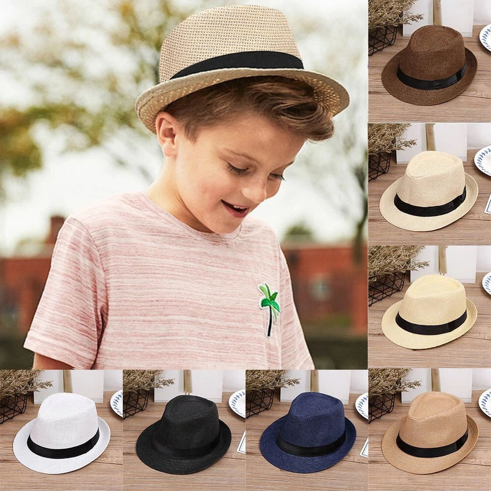 Sombrero de paja para bebé y niño, sombrero de paja para la playa, Jazz  Trilby Fedora, Gángster, transpirable, para exteriores|Sombreros y gorras|  - AliExpress