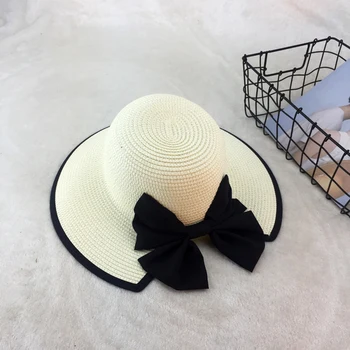 

Hat ladies bow fisherman hat outdoor sun hat outing beach straw hat