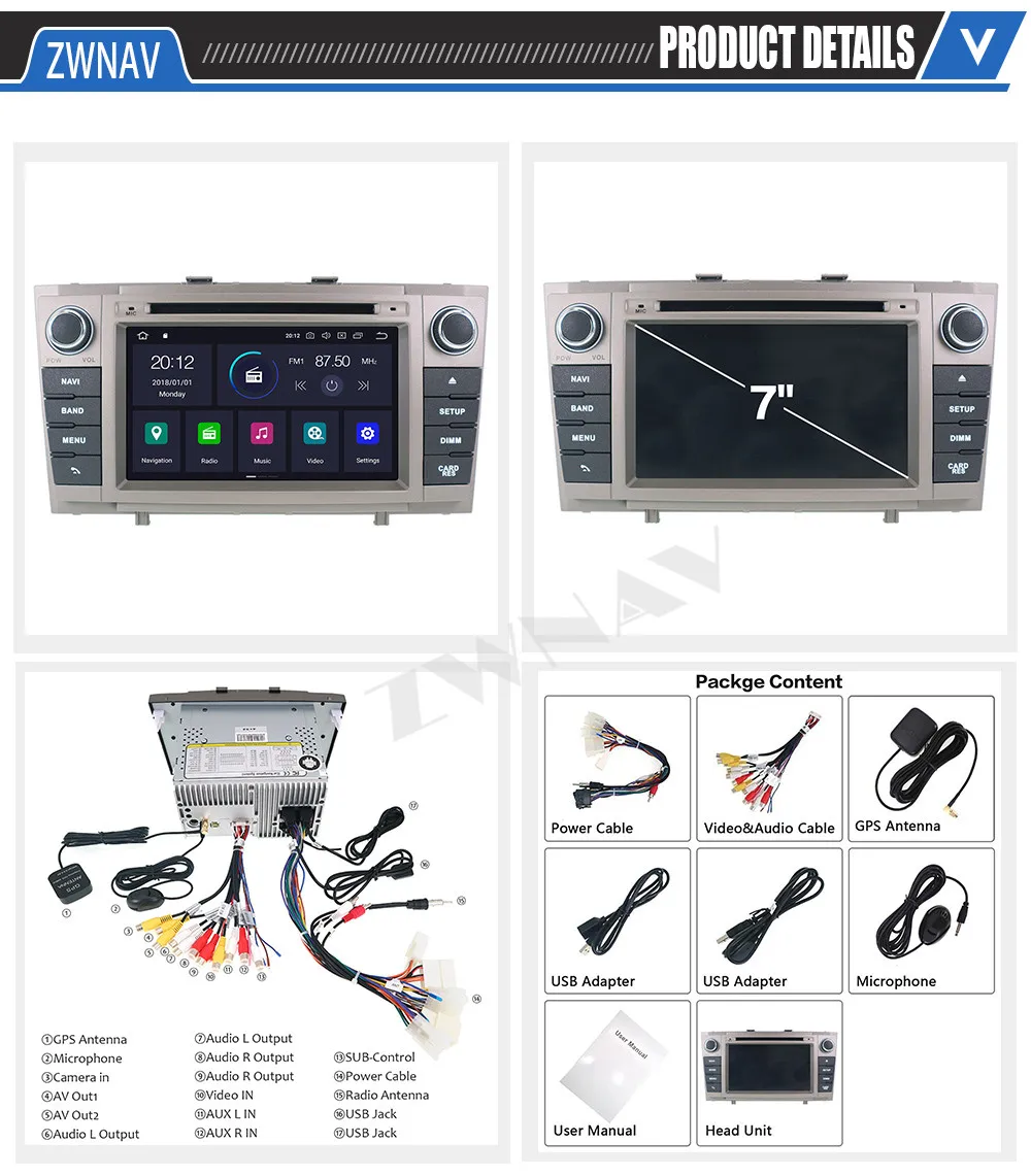 Carplay For Toyota Avensis T27 T25 2002- 2010 2011 2012 2013 2014 2015 2016 Android 10 GPS Audio Stereo Radio Recorder Head Unit