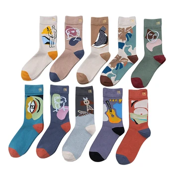 

3 Piars/Pack 2020 New Crew Socks Men Cotton Cool Graffiti Character Streetwear Mens Socks Unisex Size 36-43