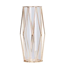 Украшения роскошный скандинавский дом стеклянная ваза металлическая полка офис Гидропоника растения Простой Прозрачный Настольный Декор вставка