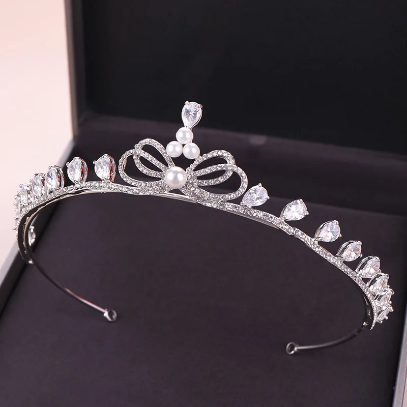 Mission Ming Crown Bride Zircon Bow Crown Princess Birthday Crown Headdress Bride Accessories