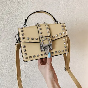 

Wild Shoulder Bags New Rivets Top Handle Small Mini Female Fashion High Quality Korean Version Women Designer Brand Handbags