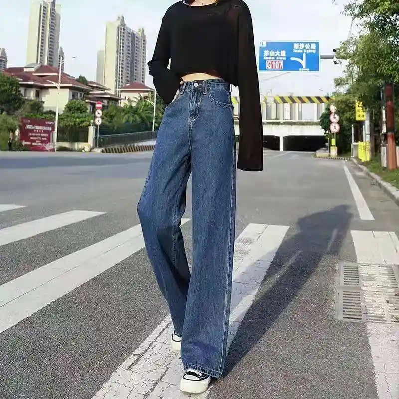 Mono Vaquero Holgado Para Mujer - Corte Ancho, Elástico, Estilo Y2K Cómodo Y Elegante