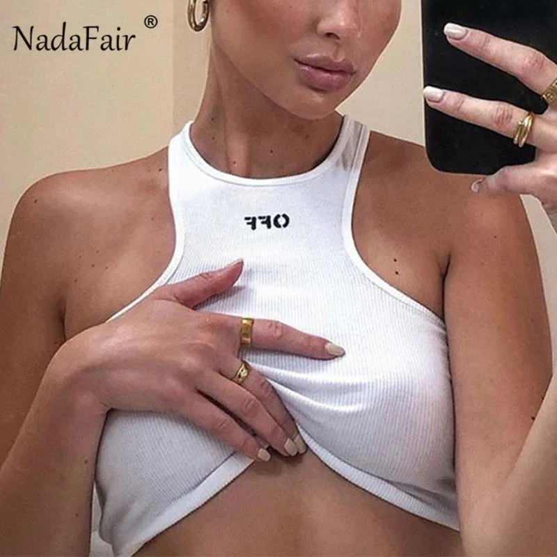 Женский трикотажный топ без рукавов Nadafair повседневный укороченный эластичный