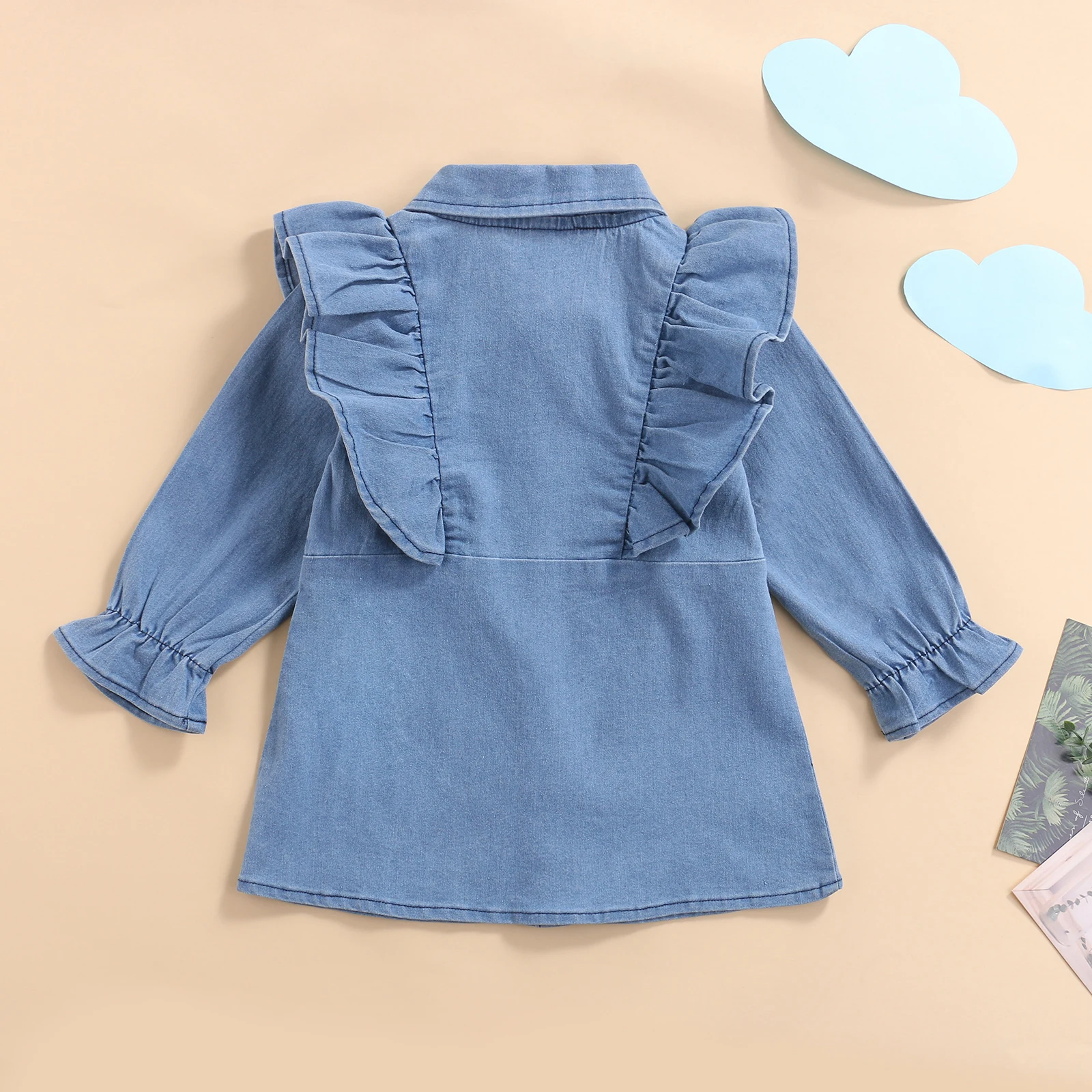 Toddler Boy Girl Denim Jacket Long Sleeve Ripped Jean Jacket Button Down Shirt Hooded Overcoat