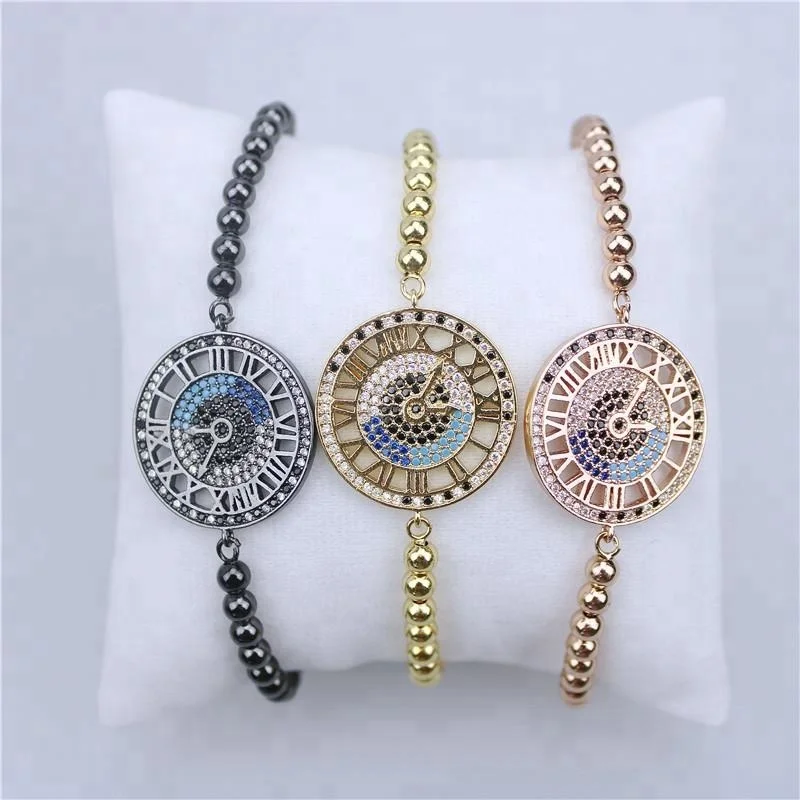 Регулируемый 5 шт./лот, стиль, медные бусины, браслет, ручная работа, кубический циркон, шарм, модные ювелирные изделия