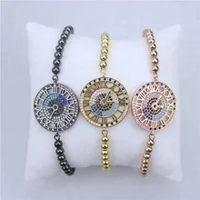 Регулируемый 5 шт./лот, стиль, медные бусины, браслет, ручная работа, кубический циркон, шарм, модные ювелирные изделия