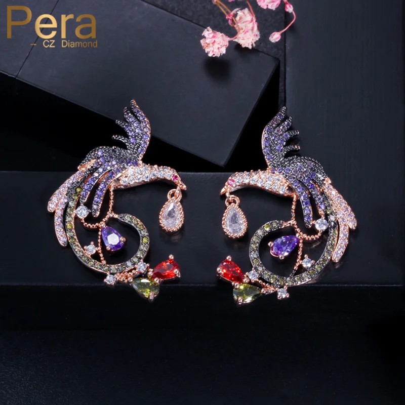 Pera высокое качество розовое золото женские вечерние серьги гвоздики ювелирные