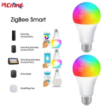 

2Pcs Zigbee Smart Bulb Compatible with Alexa Echo Dot SmartThings Hub Works with Google Home Hubitat Voice Pairing Zigbee 3.0