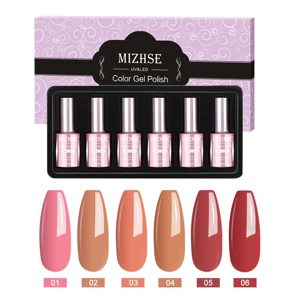 P02 MIZHSE замочить от УФ гель-лака маникюрный набор 18 мл 6 шт./лот DIY французский стиль УФ-гель для ногтей телесного цвета гель серый DIY полный набор - Цвет: P02