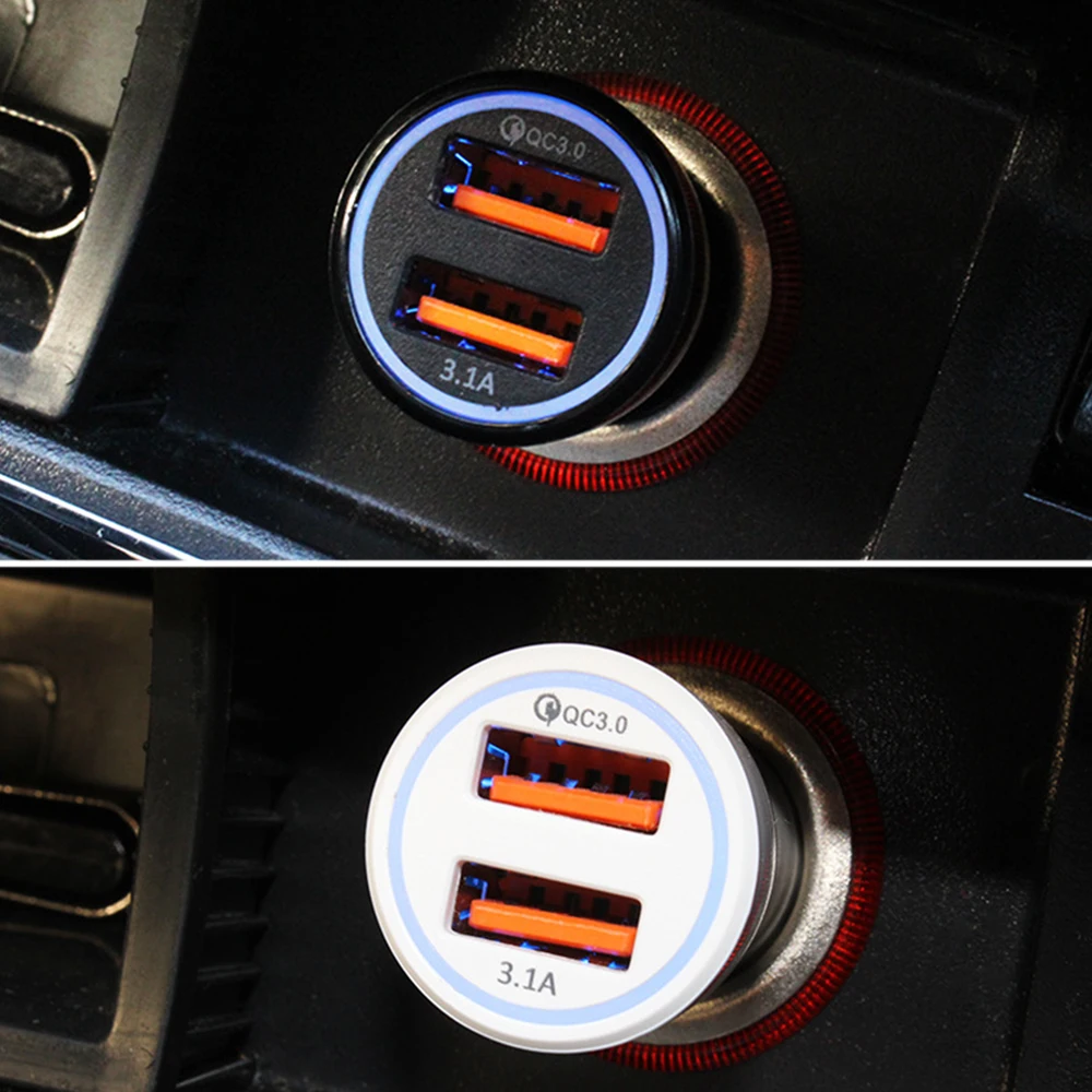 2 двойной порт USB Быстрая автомобильная сигарета 33 Вт Быстрая зарядка QC 3,0 для iPhone samsung