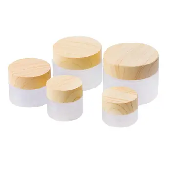 

5PCS Mask Travel Bottle Cream Bottle With Wood Grain Lid For Trip Tour Cream Lotion Cosmetic Container