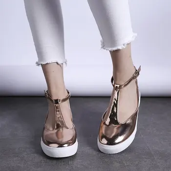 

Summer Women Sandals Gold Women Flat Closed Toe Sandalia Feminina T Strap Casual Shoes Ladies Footwear Plus Size Zapatos Mujer99