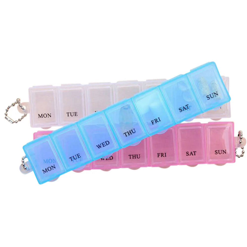 7 Days Weekly Tablet Pill Medicine Box Holder Storage Organizer Container Case Pill Box Splitters Random Color