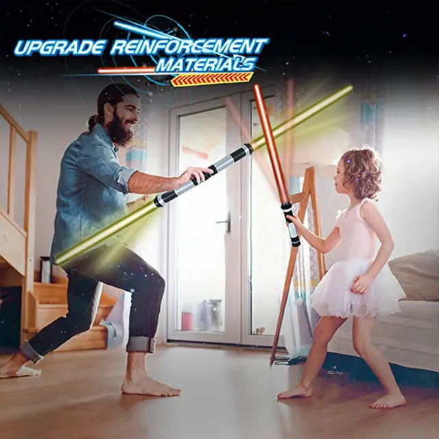 2PCS Laser Lightsaber Boy Gril Toys Sword Cosplay Light Up LED 7 Colors FX Dual Saber with Sound Sabre Laser Sword for Kid Gifts 6