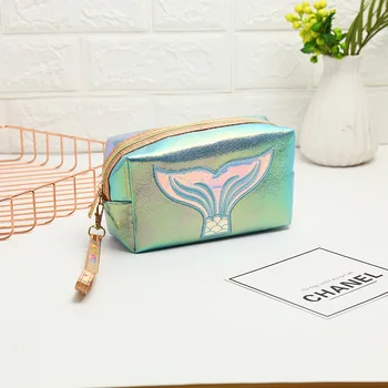 

Colorful Cosmetic Bag Makeup Case Cheap Fashion Makeup Bag High Quality Transparent Women Mermaid tail Dropshipping Portable