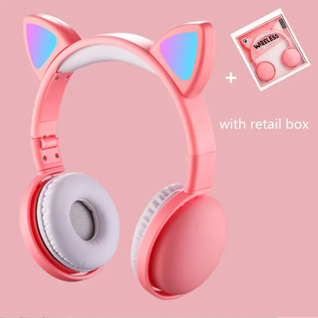 LED Headphones Over Ear Wired Wireless Headsets with Mic Support TF Card Kids gift 3D Stereo Earphones