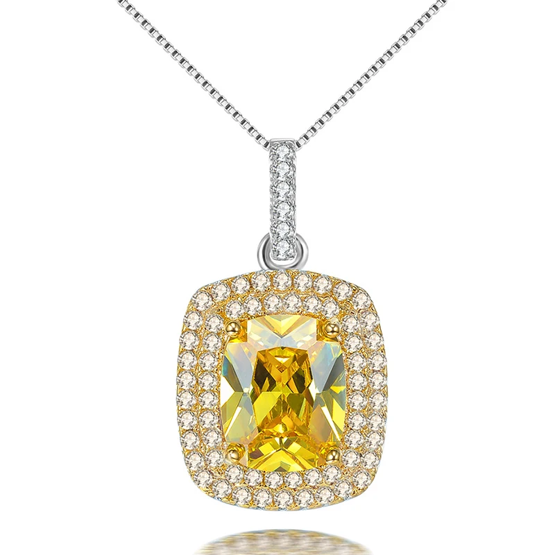 PANSYSEN New Luxury Natural Citrine Gemstone Jewelry Sets 925 sterling silver Necklace Earrings Ring set For Women Party Gifts