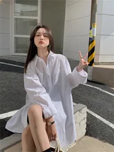 

Korean 2022 Spring New Women Base White Blouse Shirt Polo Collar Pocket Full Sleeve Loose Casual Vintage Preppy Style Shirt
