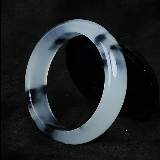 

Manufacturers Direct Selling Ice-like Quartzite Jade Bracelet Ink Color Floating Flowers Bracelet Jade Bracelet Chinese-style Ja