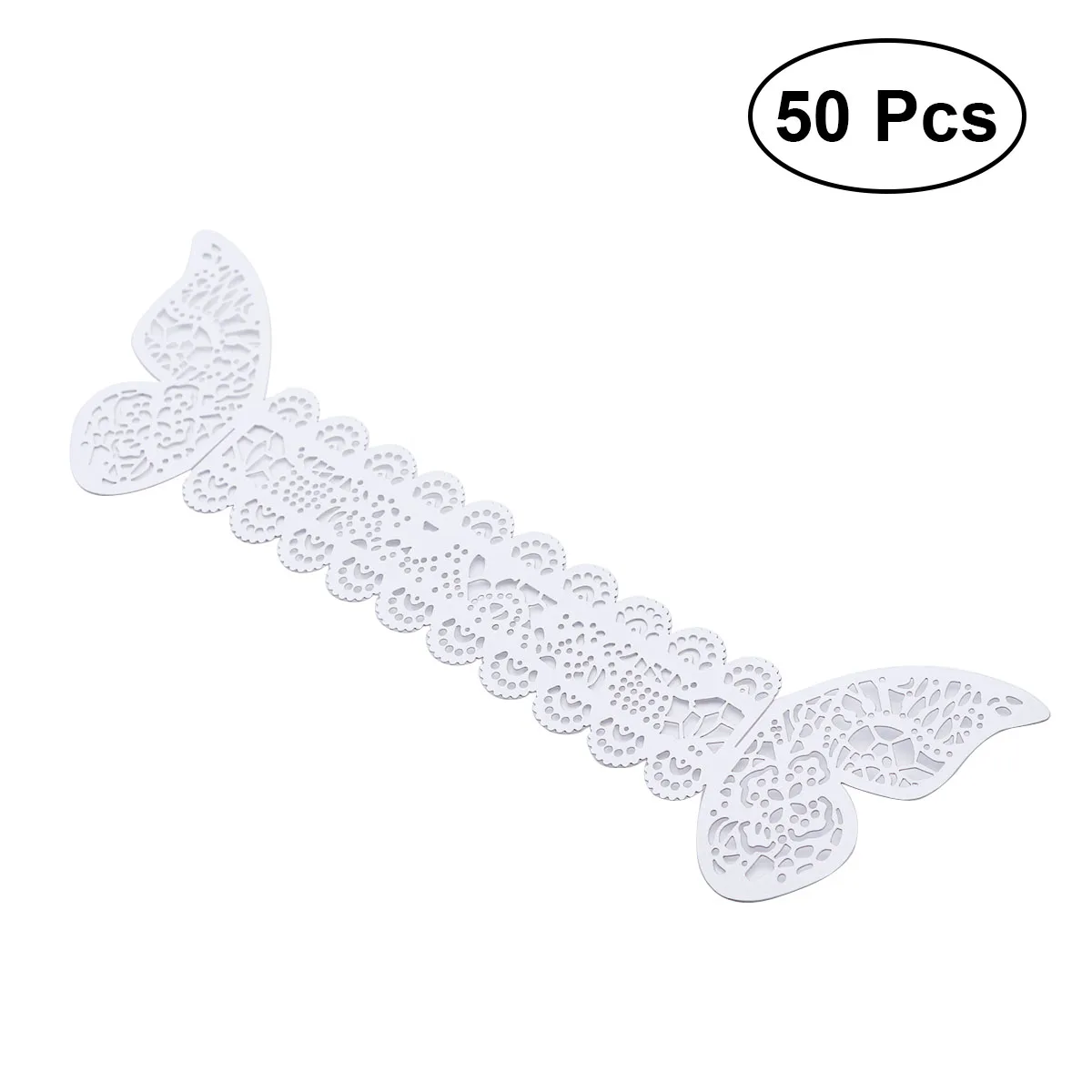 White Napkin Rings 50 шт Свадебные 3D бабочка бумажное кольцо для салфетки полосы вечерние украшения стола(розовый - Цвет: White Napkin Rings