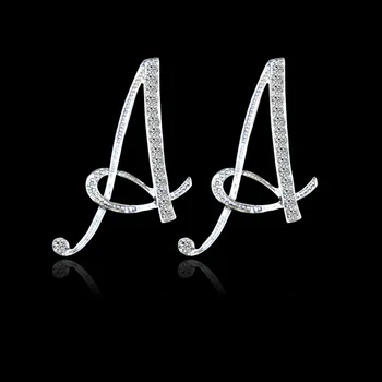 

Lucky Eye Micro Pave Zircon Letter Stud Earrings Rose Gold Silver Color 26 Alphabet Small Earrings for Women Girls Jewelry