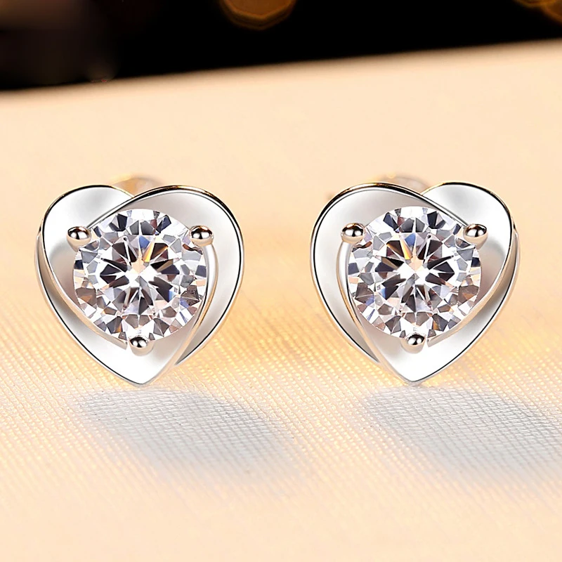 BOEYCJR, серебро 925, 0.5ct, F цвет, Муассанит, VVS, сердце, хорошее ювелирное изделие, бриллиантовые серьги-гвоздики с национальным сертификатом для женщин, подарок