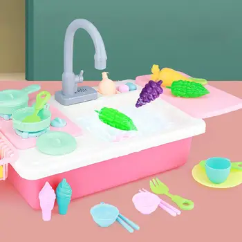 

Children Play House Simulation Dishwasher Toy Puzzles Early Education Infant Electric Dishwashing Table