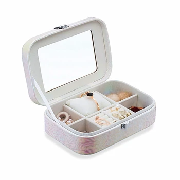 

Portable Travel Jewelry Display Organizer Case Necklace Storage Box with Mirror AXYD