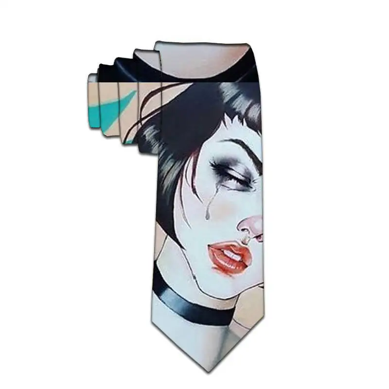 3D Printed Men's Polyester Slim Tie Funny Pattern Wedding Party Casual Happy 8cm Wide Tie Jacquard Weave Man Shirt Accessories